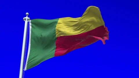 Benin Flag Waving in Loopable and Textured green screen background Stock Footage 296876474