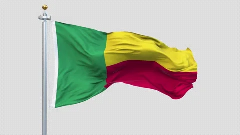 Benin flag waving looping with transparent background. Video stock 310665074