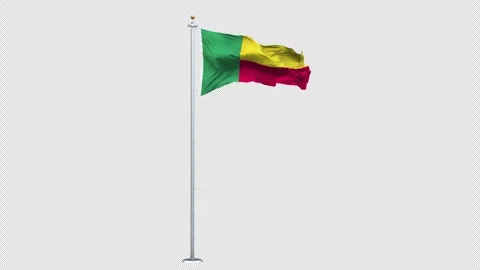Benin flag waving looping with transparent background. 스톡 동영상 310665143