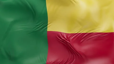 Benin flag waving Seamless silk flag 3d animation slow motion Looping Stock Footage 337949882