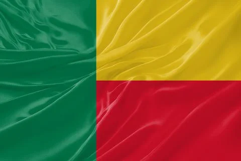 Benin Flag Waving Textures Silk Background Stock Illustration