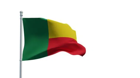 Benin flag, waving in the wind - 3d rendering. Illustration, isolated on whit 스톡 일러스트