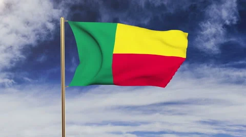 Benin flag waving in the wind. Green screen, alpha matte. Loopable animation Video stock 48812181