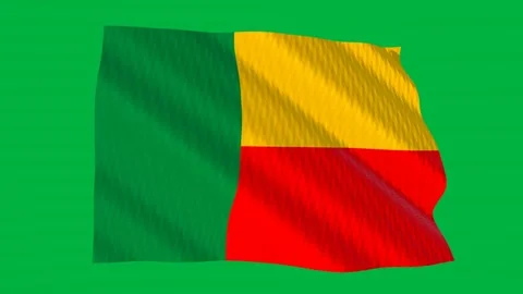 Benin flag waving in the wind on a green screen 스톡 동영상 343129722