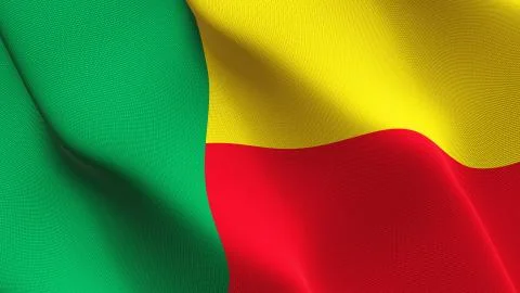 Benin flag waving on wind. Stock Illustration