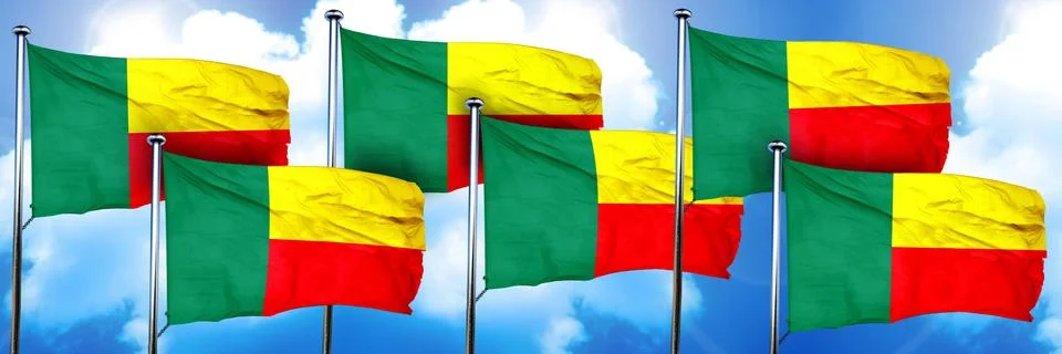 Benin flags, 3D rendering, on a cloud background Stock Illustration