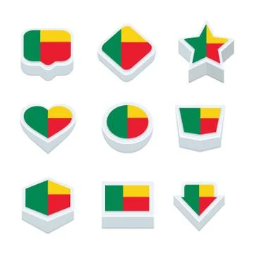 Benin flags icons and button set nine styles Illustrazione stock