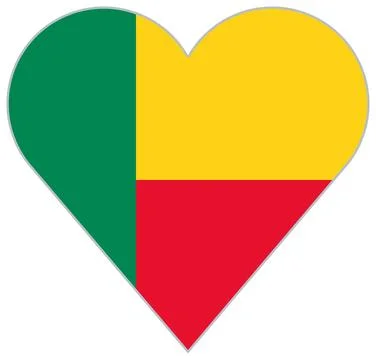 Benin heart-shaped flag Stock Illustration