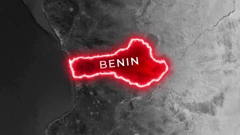 Benin highlighted with glowing red outline and national flag clip animation 스톡 동영상 344123800