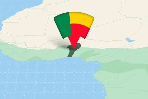 Benin Location Highlighted on African Map with Flag Icon. Иллюстрация