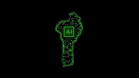 Benin Map AI Chipset Technology Opener Stock-Footage 337054973