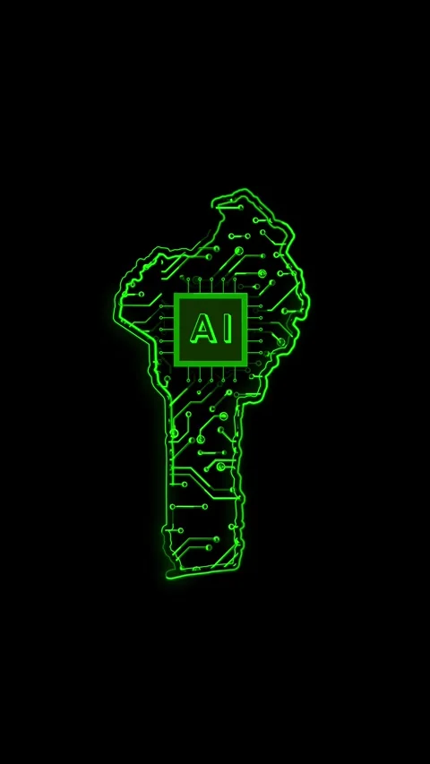 Benin Map AI Chipset Technology Opener Stock Footage 337171157