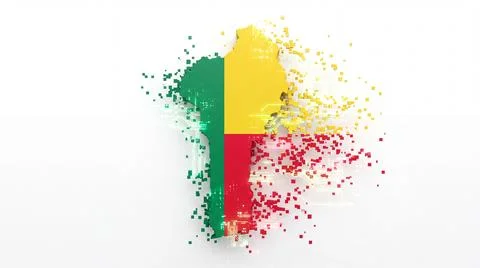 Benin map and flag design with glowing digital circuit lines for west afric.. Ilustração Stock