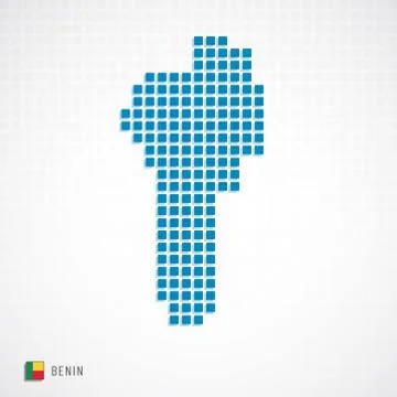 Benin map and flag icon Stock Illustration