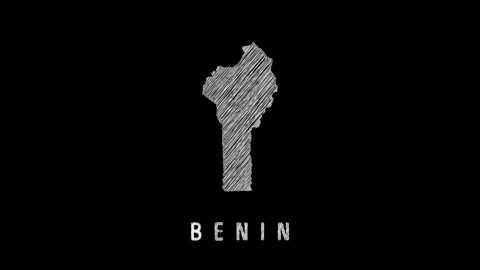 Benin map chalk scribble effect on black background Stock Footage 316250313