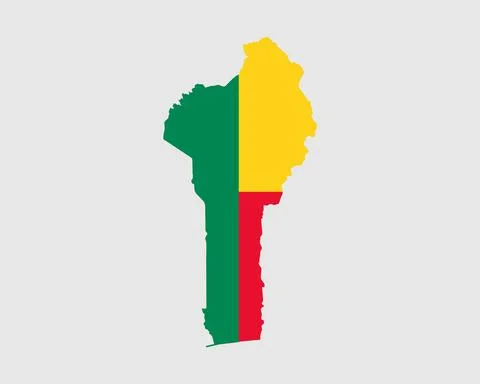 Benin Map Flag. Map of Benin with the Beninese country flag. Stock Illustration