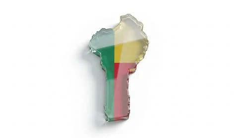 Benin map glass flag 3d illustration on white background showing national c.. Stock Illustration