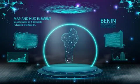 Benin map light connecting effect background. abstract digital technology U.. Stock Illustration