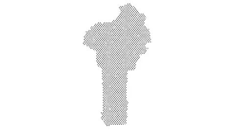 Benin map from particles, dots. Digital silhouette. Abstract animation back.. Stock Footage 300884764