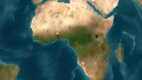 Benin map with waving flag Stock Footage 294128365