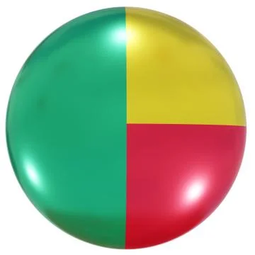 Benin national flag button Stock Illustration
