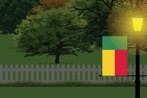 Benin Night Trees Lamp Vector Illustration Stock Illustration