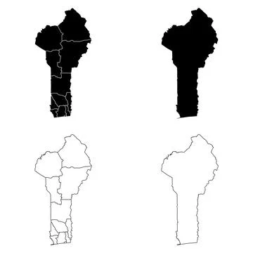Benin Outline and Solid Fill Map Set. Stock Illustration