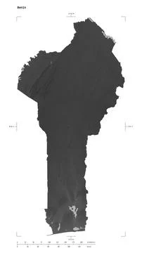 Benin shape on white. Grayscale Illustrazione stock