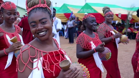 Benin tribe dancers at a cultural event | Stock Video | Pond5