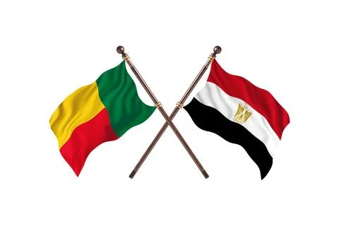 Benin Versus Egypt  Two countries Flags background Stock Illustration