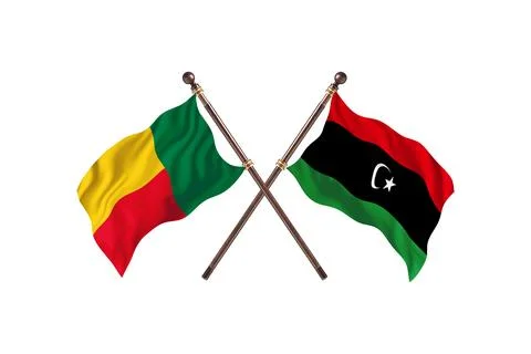 Benin Versus Libya  Two countries Flags background Stock Illustration
