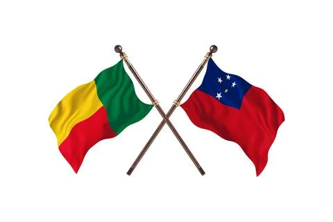 Benin Versus Samoa   Two countries Flags background Stock Illustration