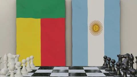 Benin vs Argentina  at the chessboard. Stock Footage 257960073