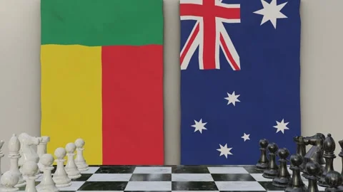 Benin vs Australia  at the chessboard. Stock Footage 257960083