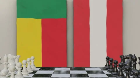 Benin vs Austria  at the chessboard. Stock-Footage 257960089