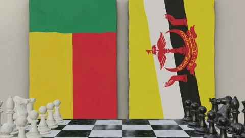 Benin vs Brunei  at the chessboard. Stock Footage 257960137