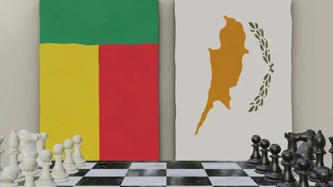 Benin vs Cyprus  at the chessboard. Video stock 257960220