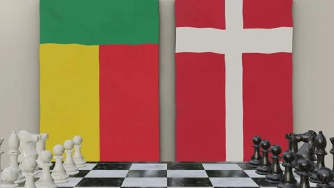 Benin vs Denmark  at the chessboard. Video stock 257960231