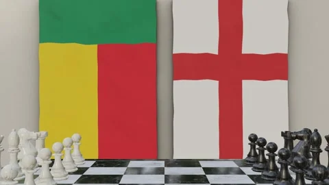 Benin vs England  at the chessboard. Stock Footage 257960256