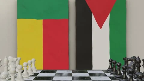 Benin vs Jordan  at the chessboard. Video stock 257960403