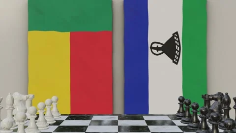 Benin vs Lesotho  at the chessboard. Stock Footage 257960445