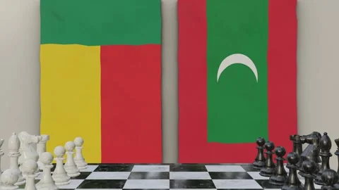 Benin vs Maldive  at the chessboard. Stock Footage 257960503