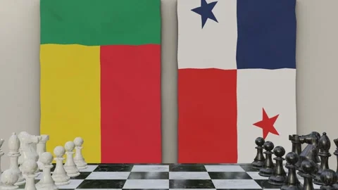 Benin vs Panama  at the chessboard. Stock Footage 257960616