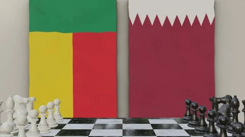 Benin vs Qatar  at the chessboard. Video stock 257960647