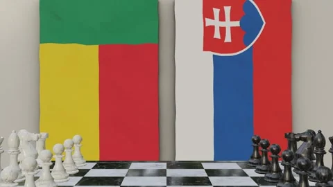 Benin vs Slovakia  at the chessboard. Stock Footage 257960717