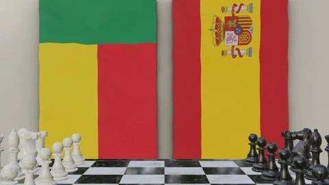 Benin vs Spain  at the chessboard. Stock Footage 257960750