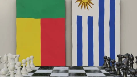 Benin vs Uruguay  at the chessboard. Stock Footage 257960922