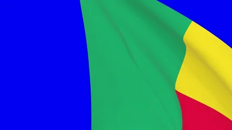 Benin waving flag transition 4k and 1080 HD footage over blue screen chroma key. Stock Footage 167596582