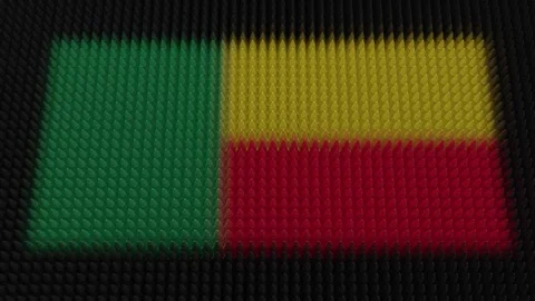 Beninese Flag Light Shining on Scrolling Bullets Stock Footage 284286312