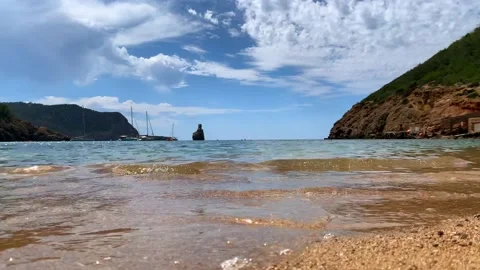 Benirras beach in Ibiza, Spain Stock Footage 194242547